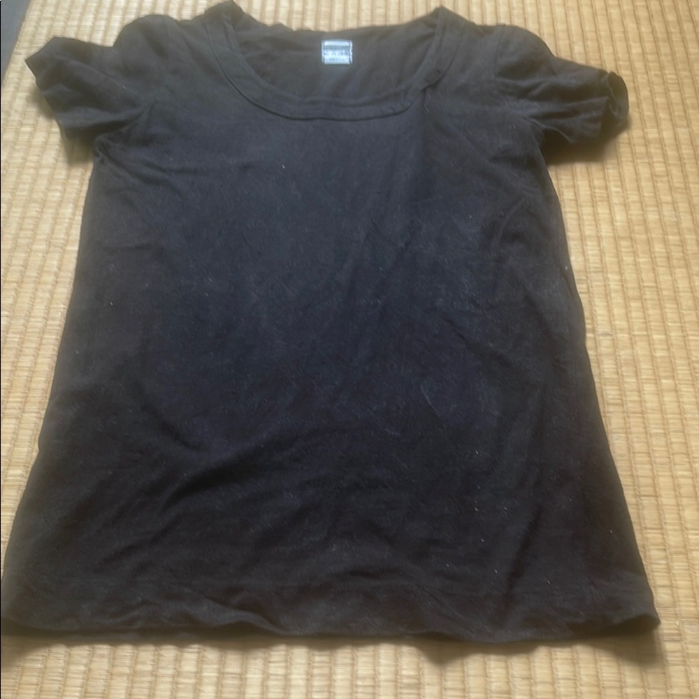 Classic Black T-Shirt short sleeve, U neck & extra long